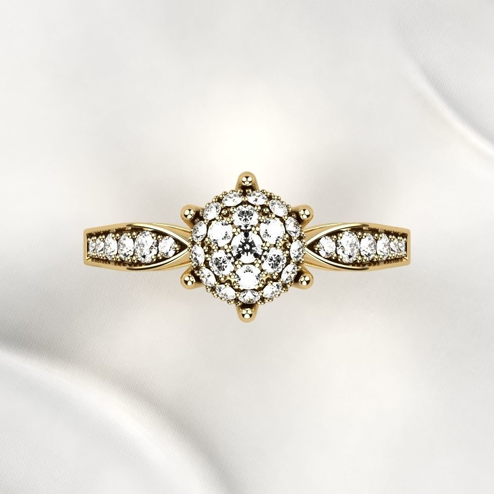 Gorgeous Golden Ring with Diamonds 3D print model_9