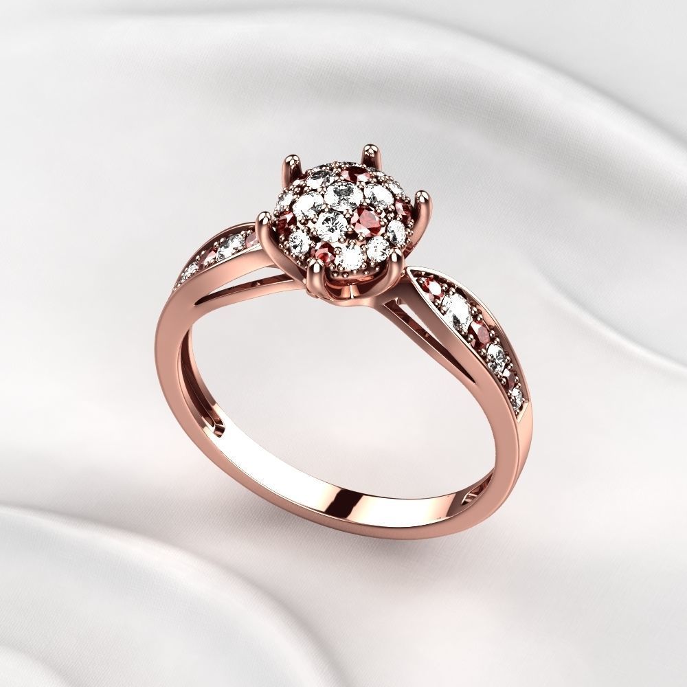 Gorgeous Golden Ring with Diamonds 3D print model_4