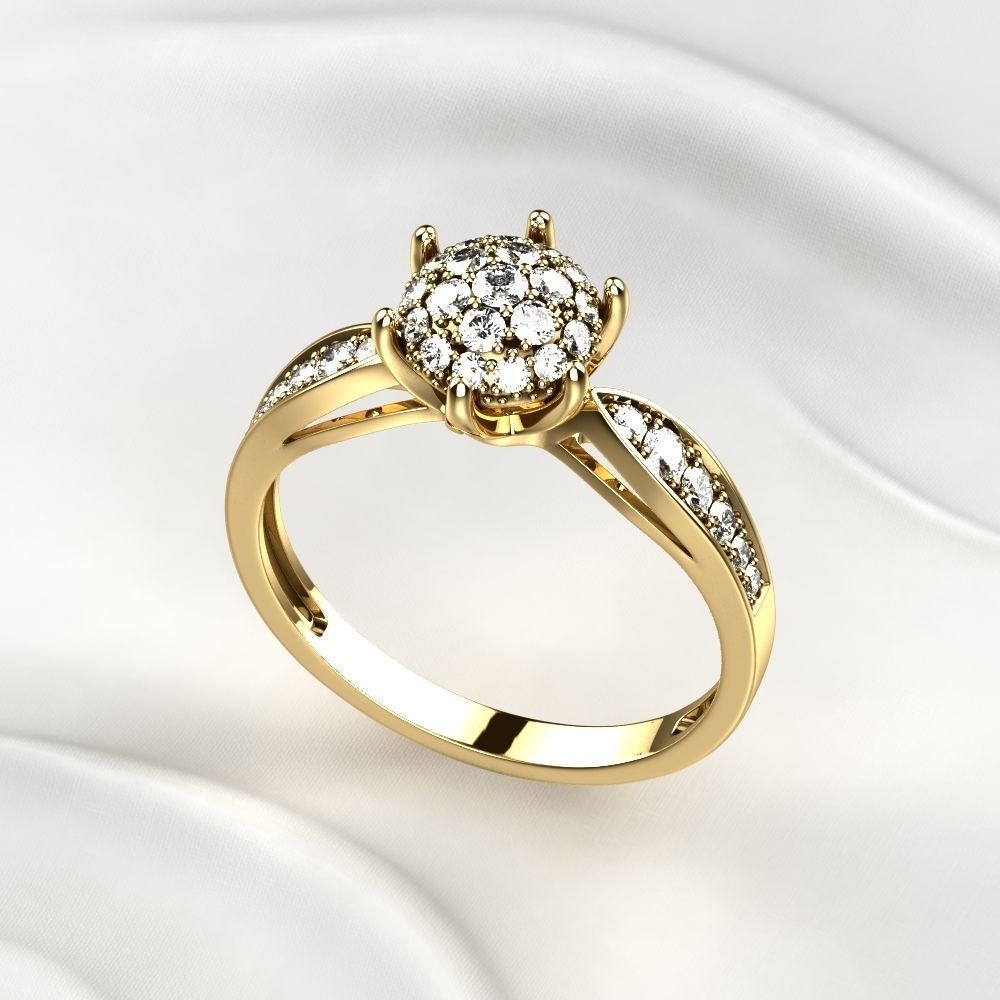 Gorgeous Golden Ring with Diamonds 3D print model_1