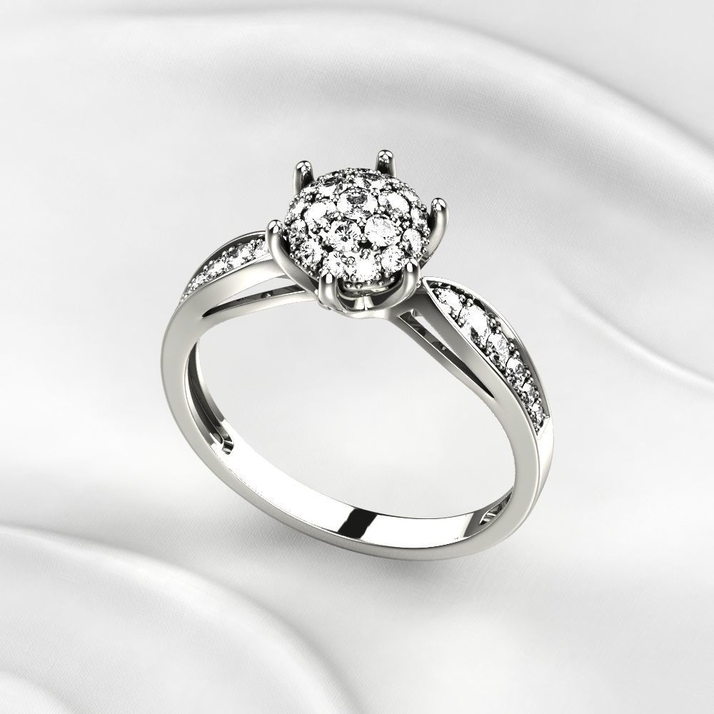 Gorgeous Golden Ring with Diamonds 3D print model_5