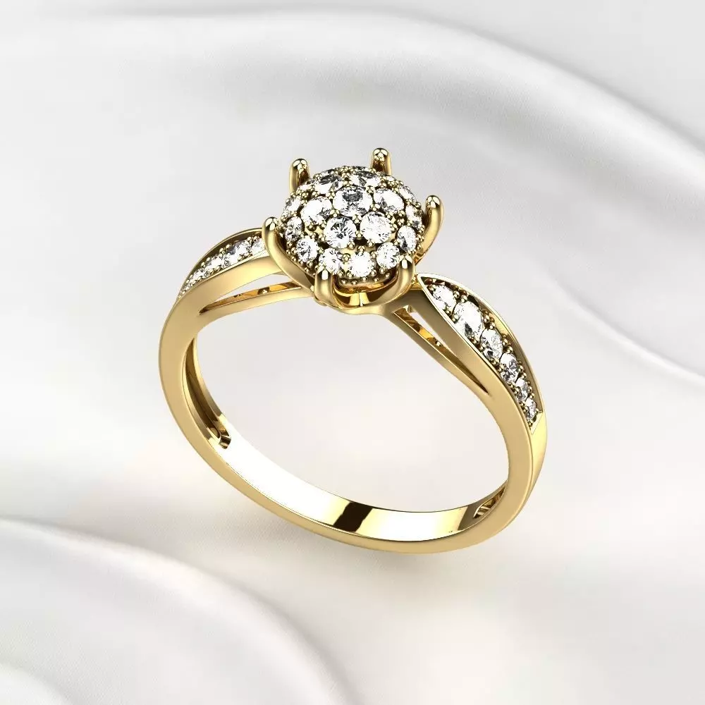 Gorgeous Golden Ring with Diamonds 3D print model_0