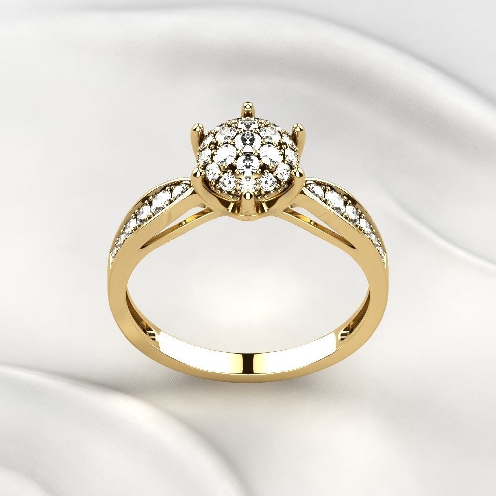 Gorgeous Golden Ring with Diamonds 3D print model_8