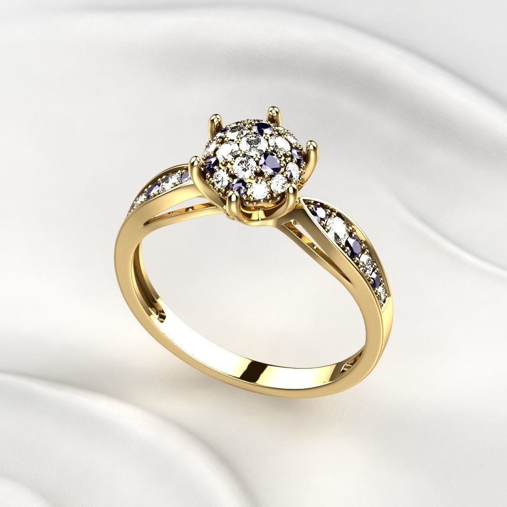 Gorgeous Golden Ring with Diamonds 3D print model_2