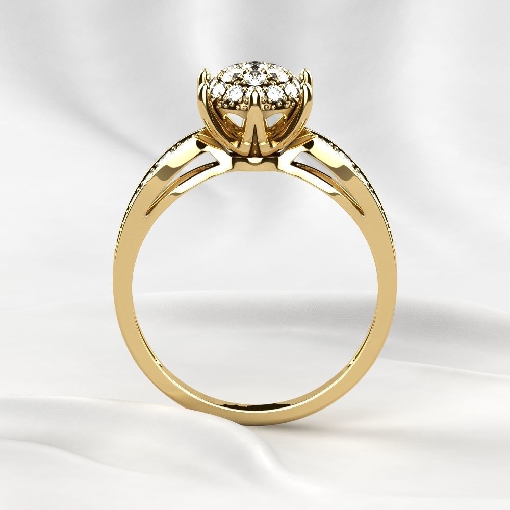 Gorgeous Golden Ring with Diamonds 3D print model_10