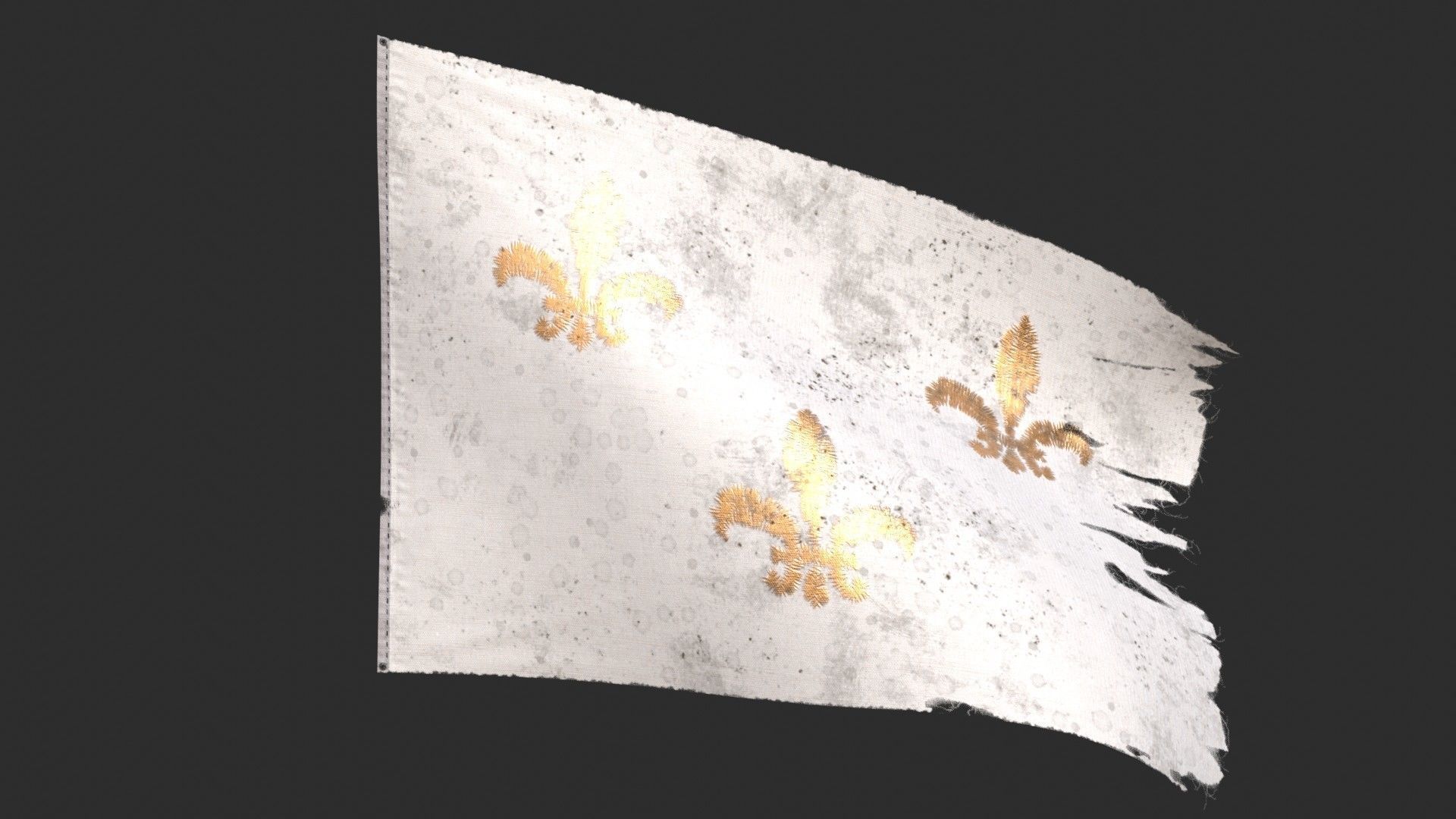 Royal French Flag 1789 Low-poly 3D model_8