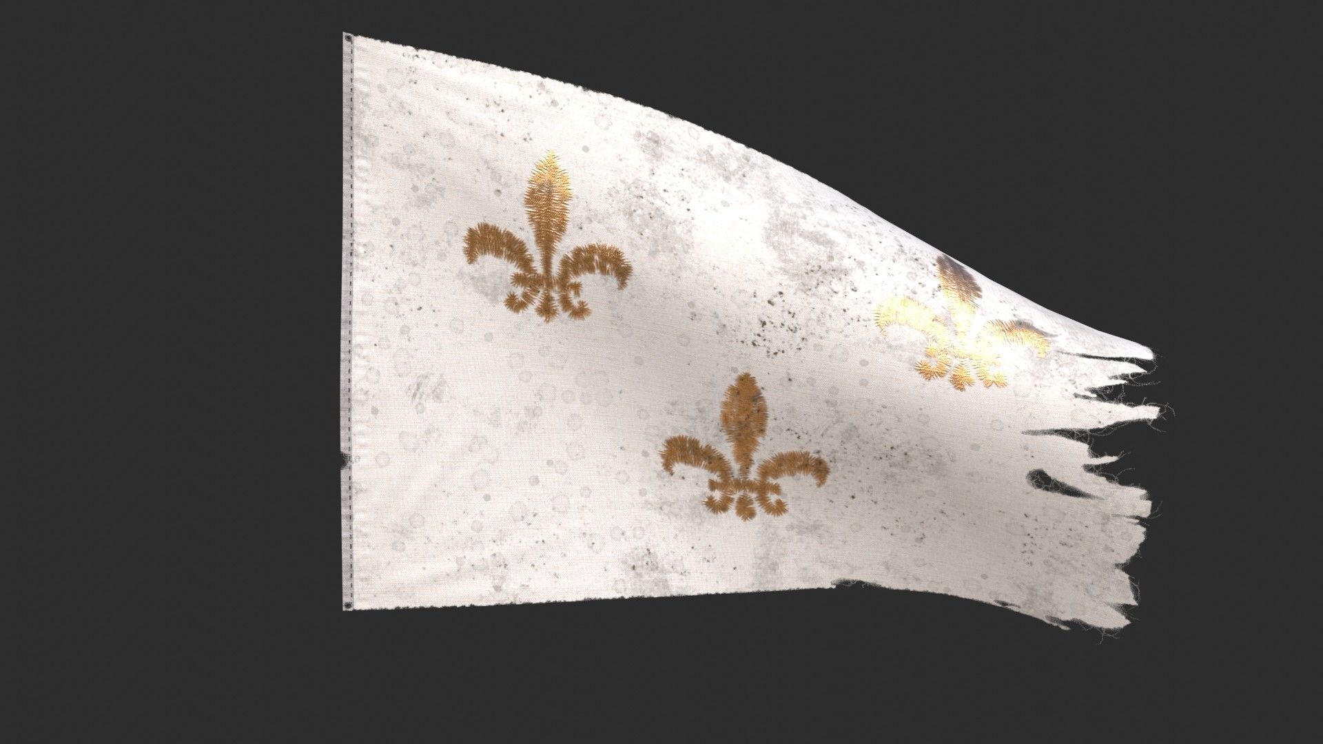 Royal French Flag 1789 Low-poly 3D model_7