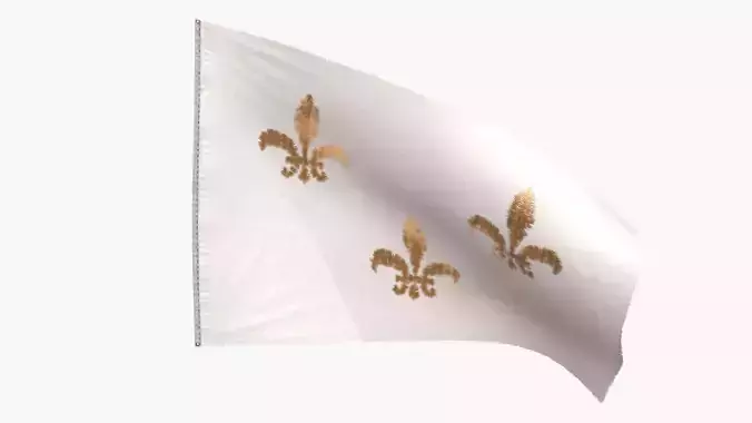 Royal French Flag 1789 Low-poly 3D model