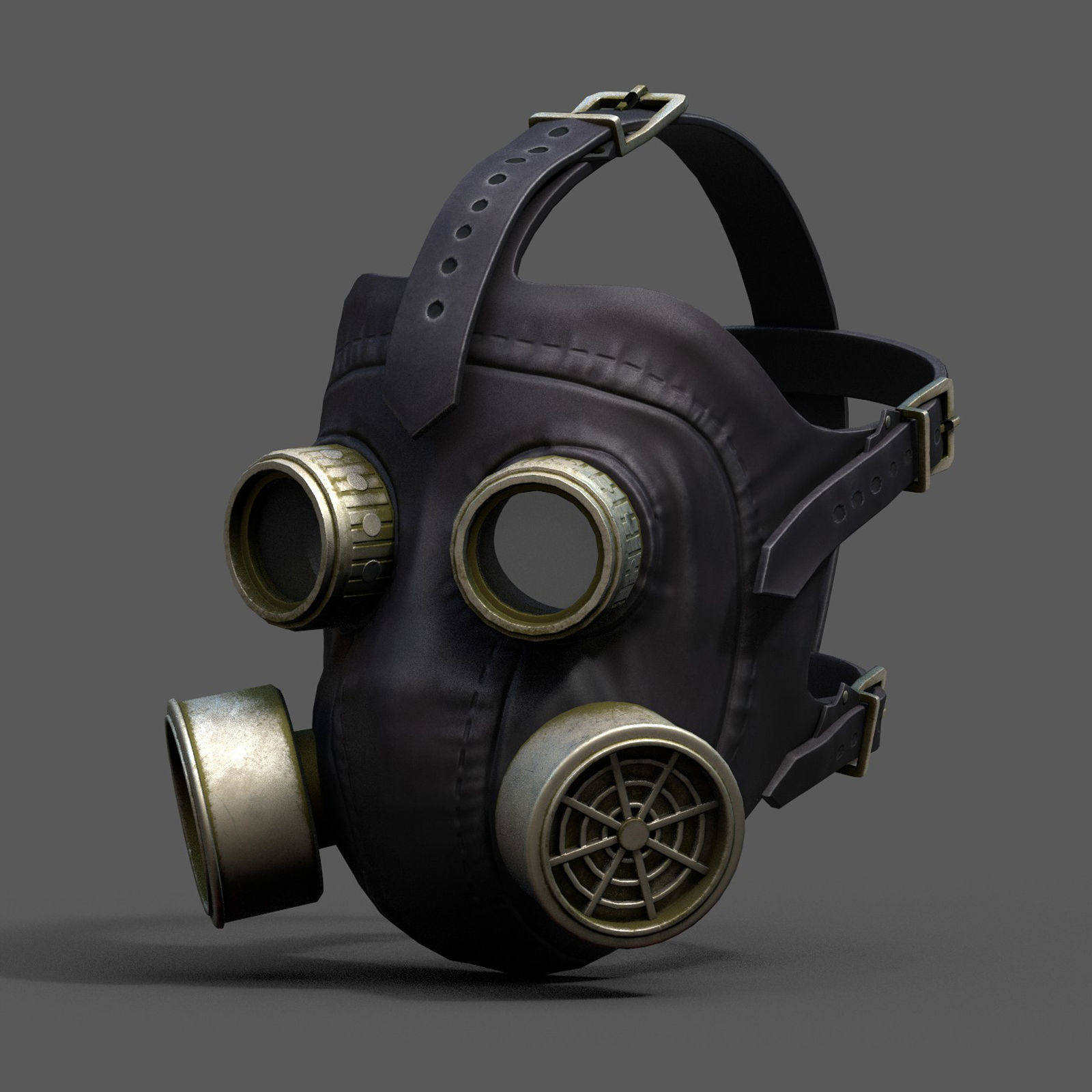 Gas mask helmet 3d model military combat protection Low-poly 3D model_3