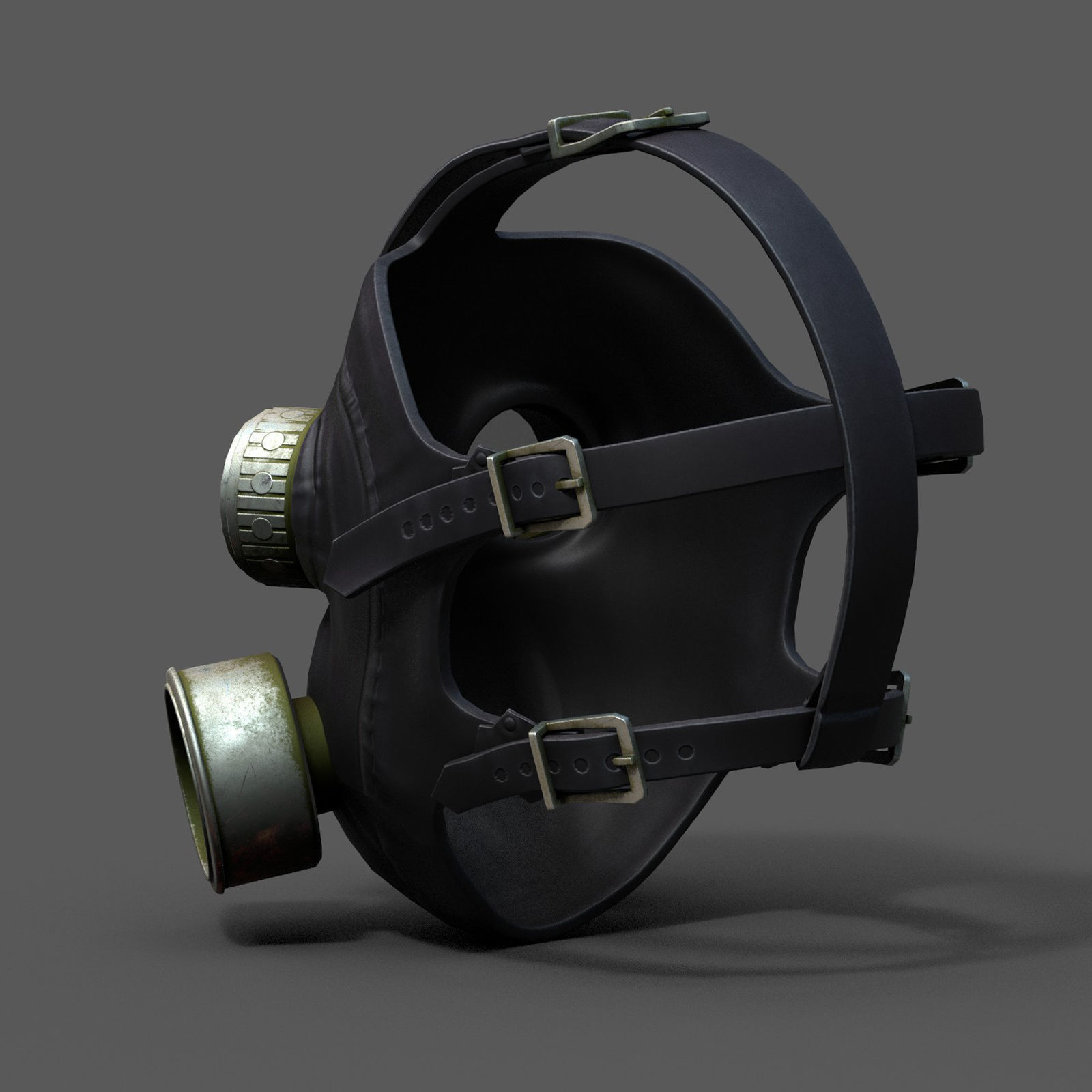 Gas mask helmet 3d model military combat protection Low-poly 3D model_7
