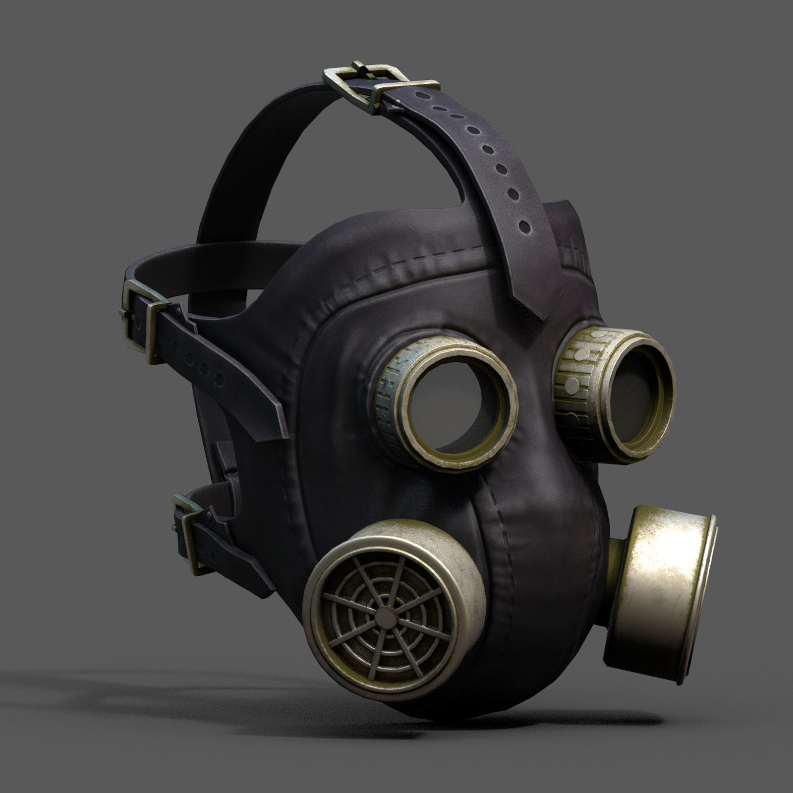 Gas mask helmet 3d model military combat protection Low-poly 3D model_2