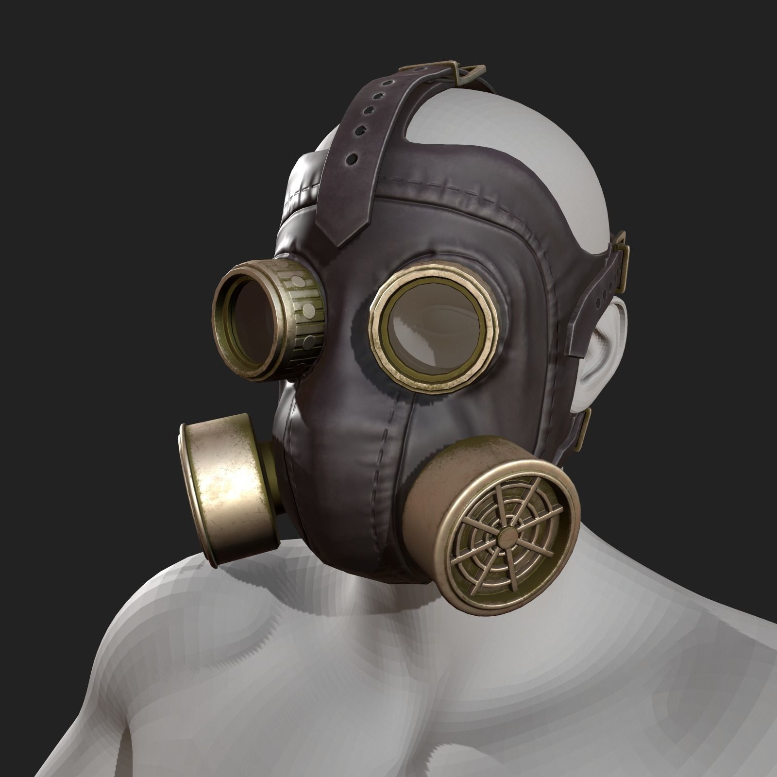 Gas mask helmet 3d model military combat protection Low-poly 3D model_8