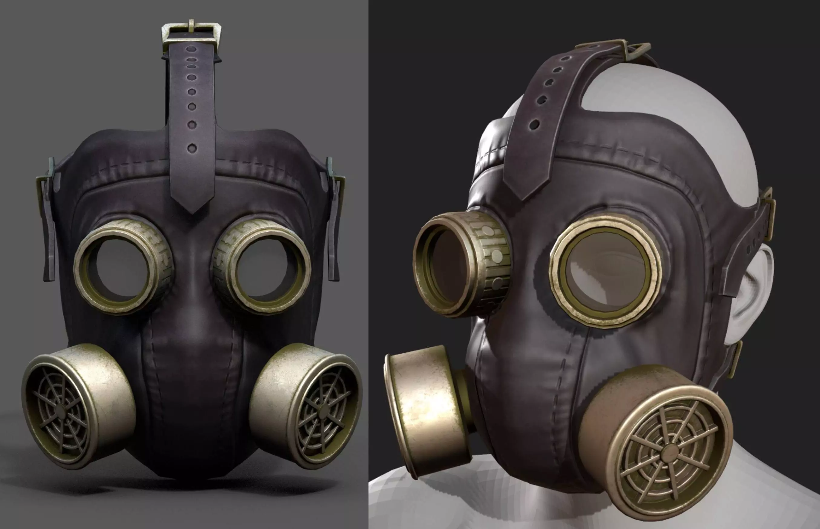 Gas mask helmet 3d model military combat protection Low-poly 3D model_0