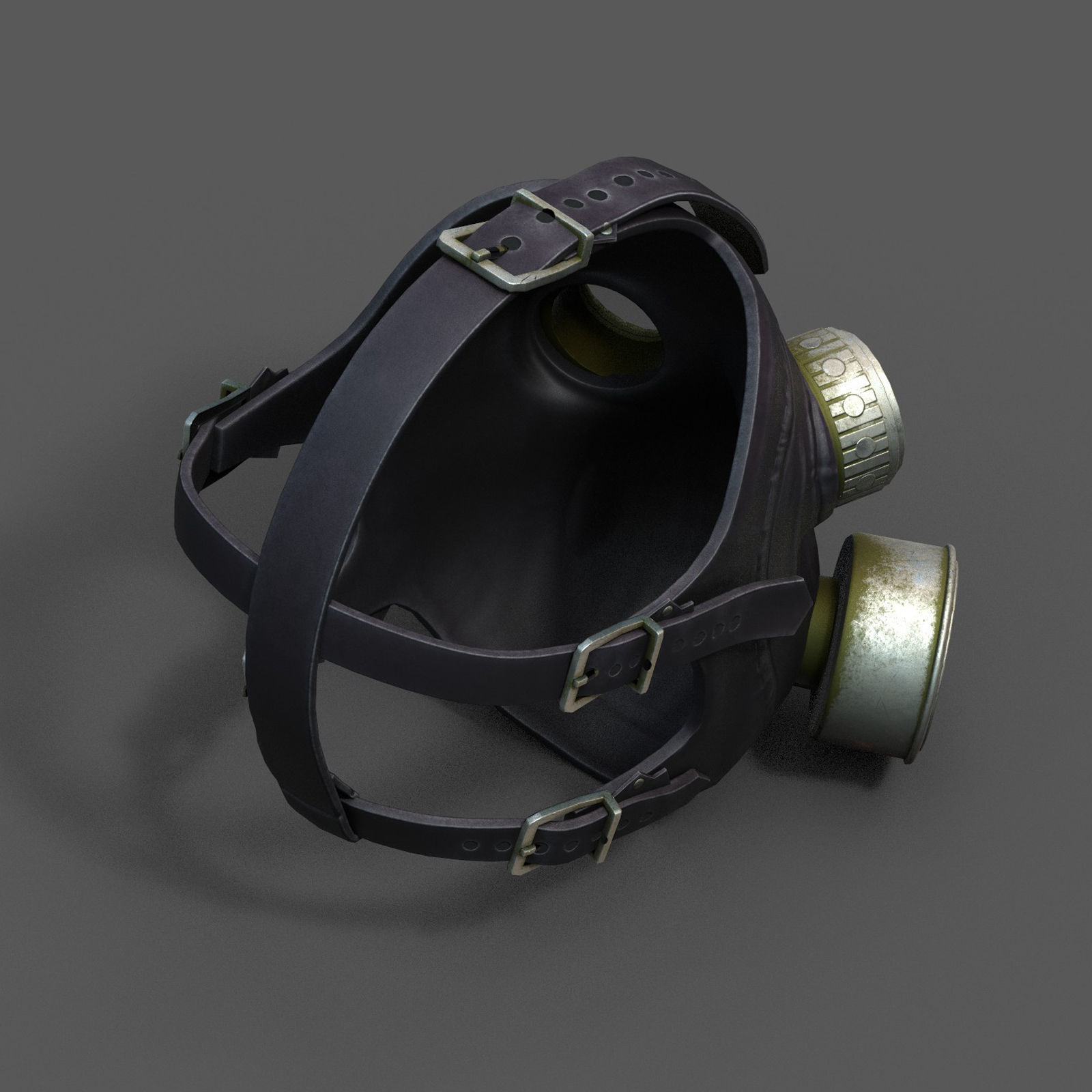 Gas mask helmet 3d model military combat protection Low-poly 3D model_6