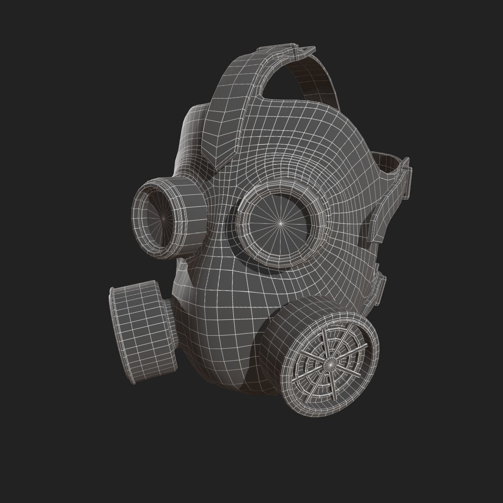 Gas mask helmet 3d model military combat protection Low-poly 3D model_10
