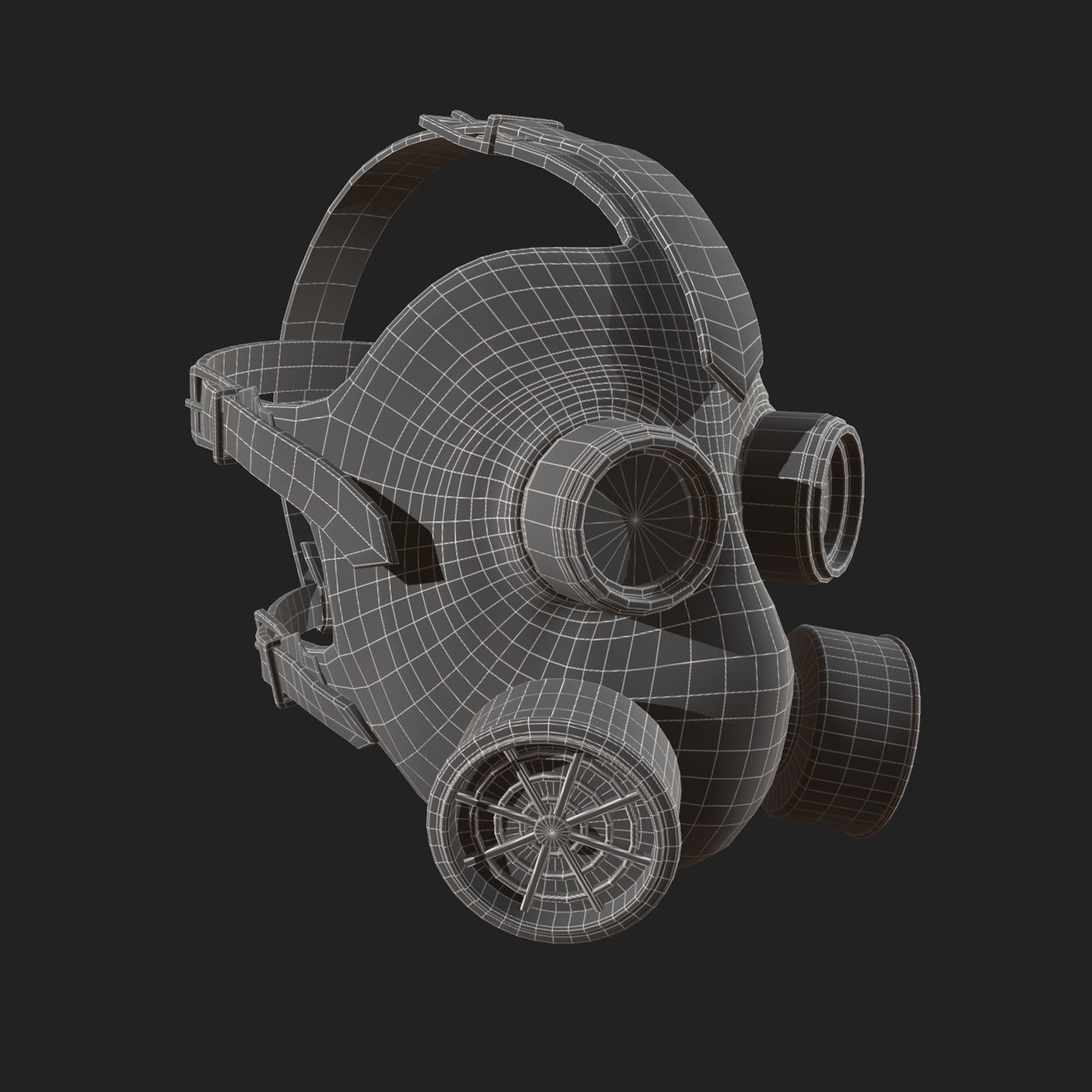 Gas mask helmet 3d model military combat protection Low-poly 3D model_9