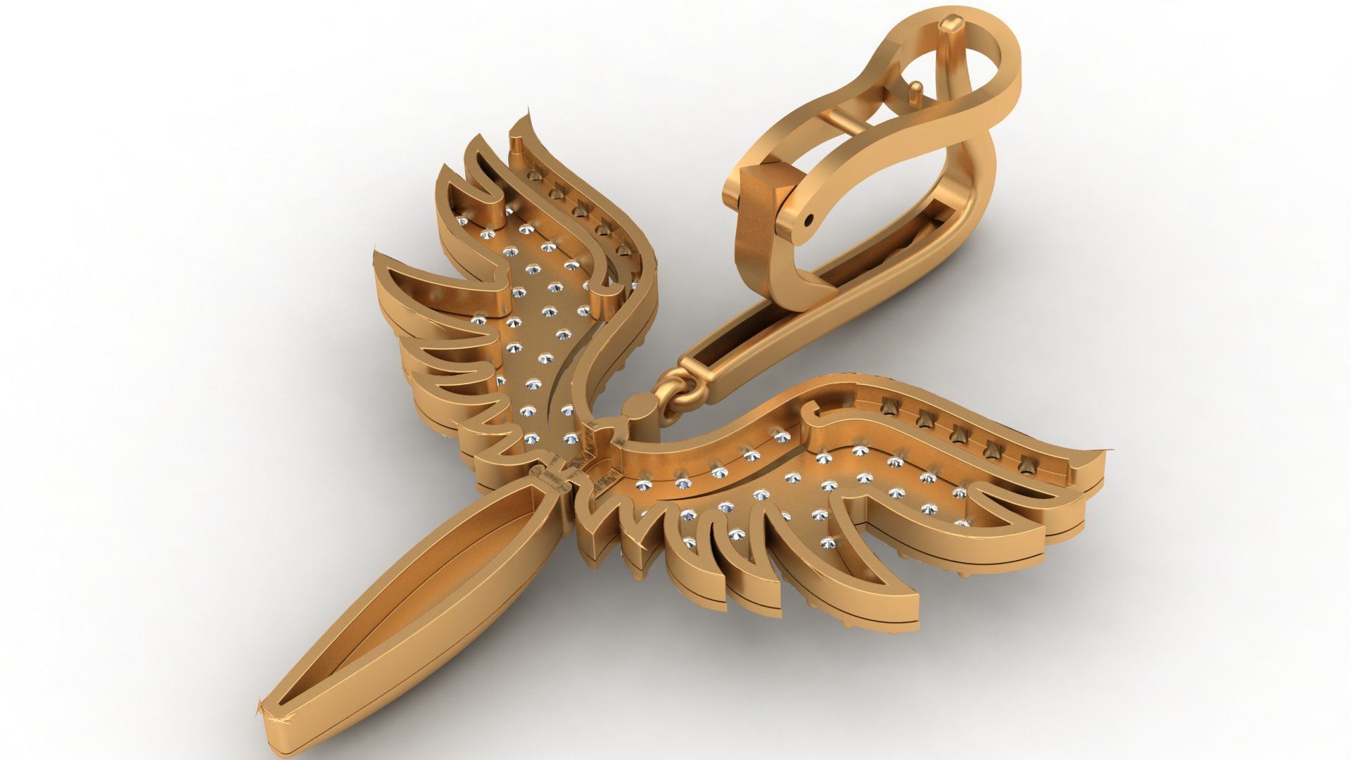 Angel Fairy Diamond Gold Earring 3D print model_8
