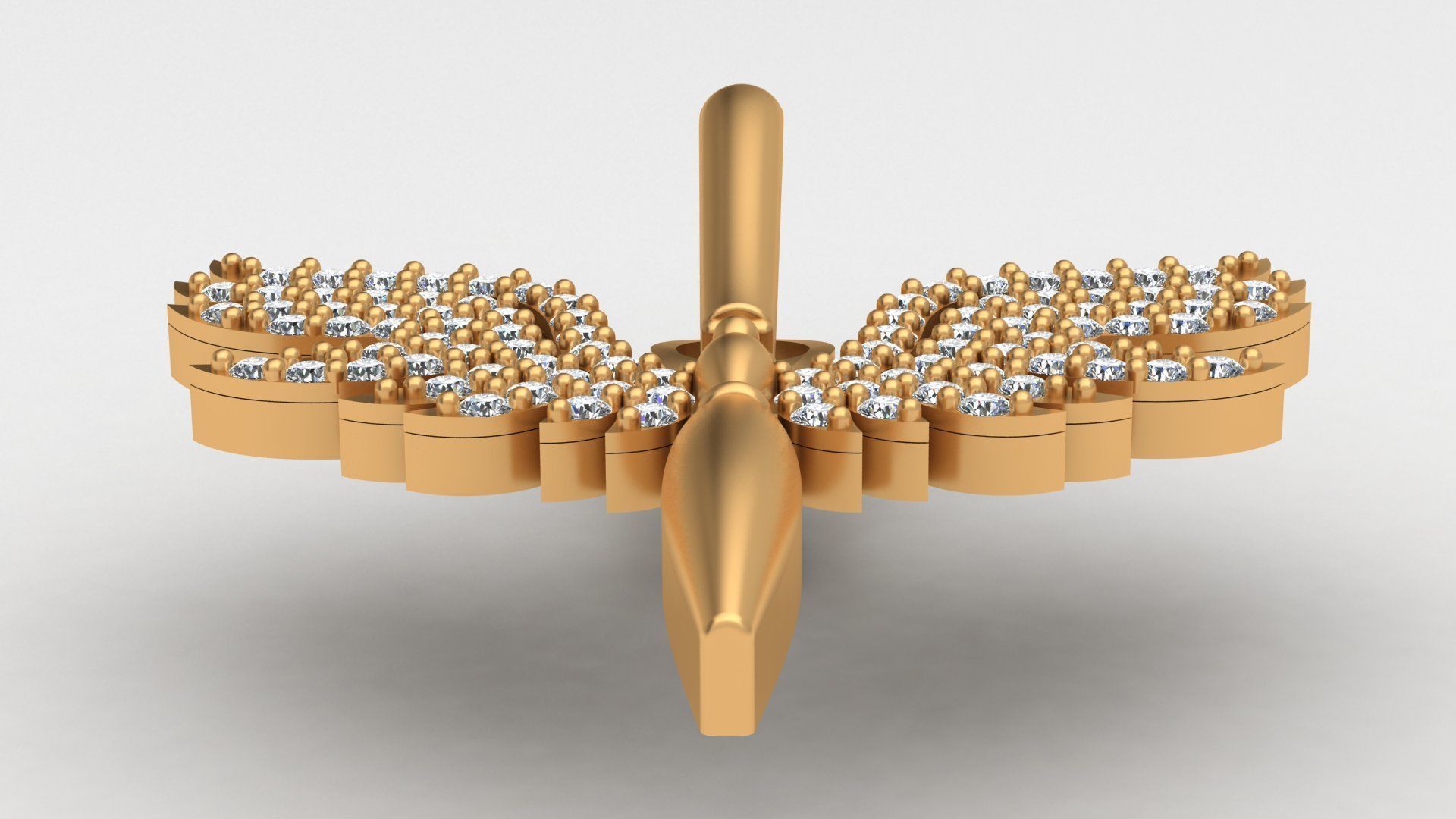 Angel Fairy Diamond Gold Earring 3D print model_3