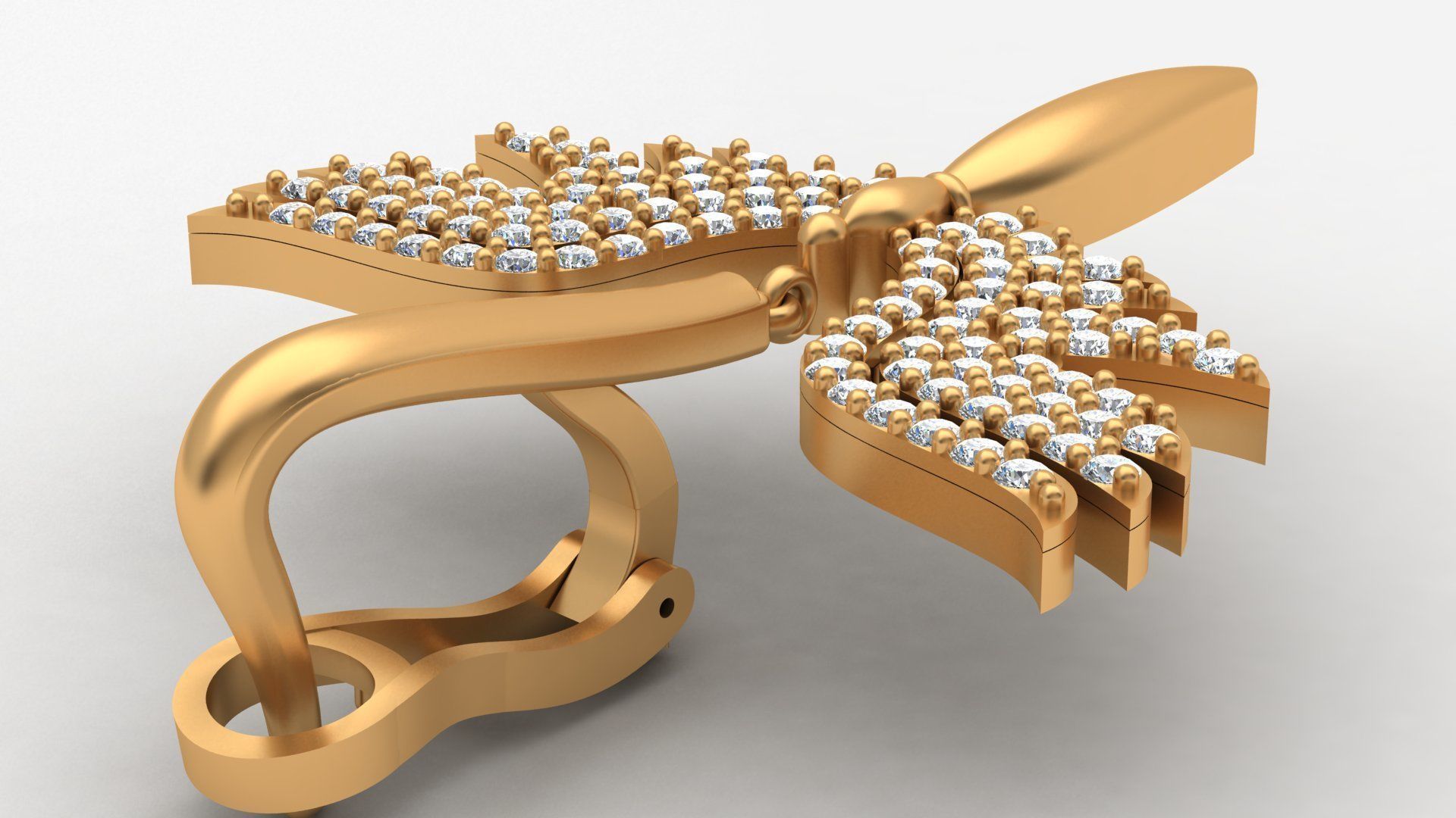 Angel Fairy Diamond Gold Earring 3D print model_6