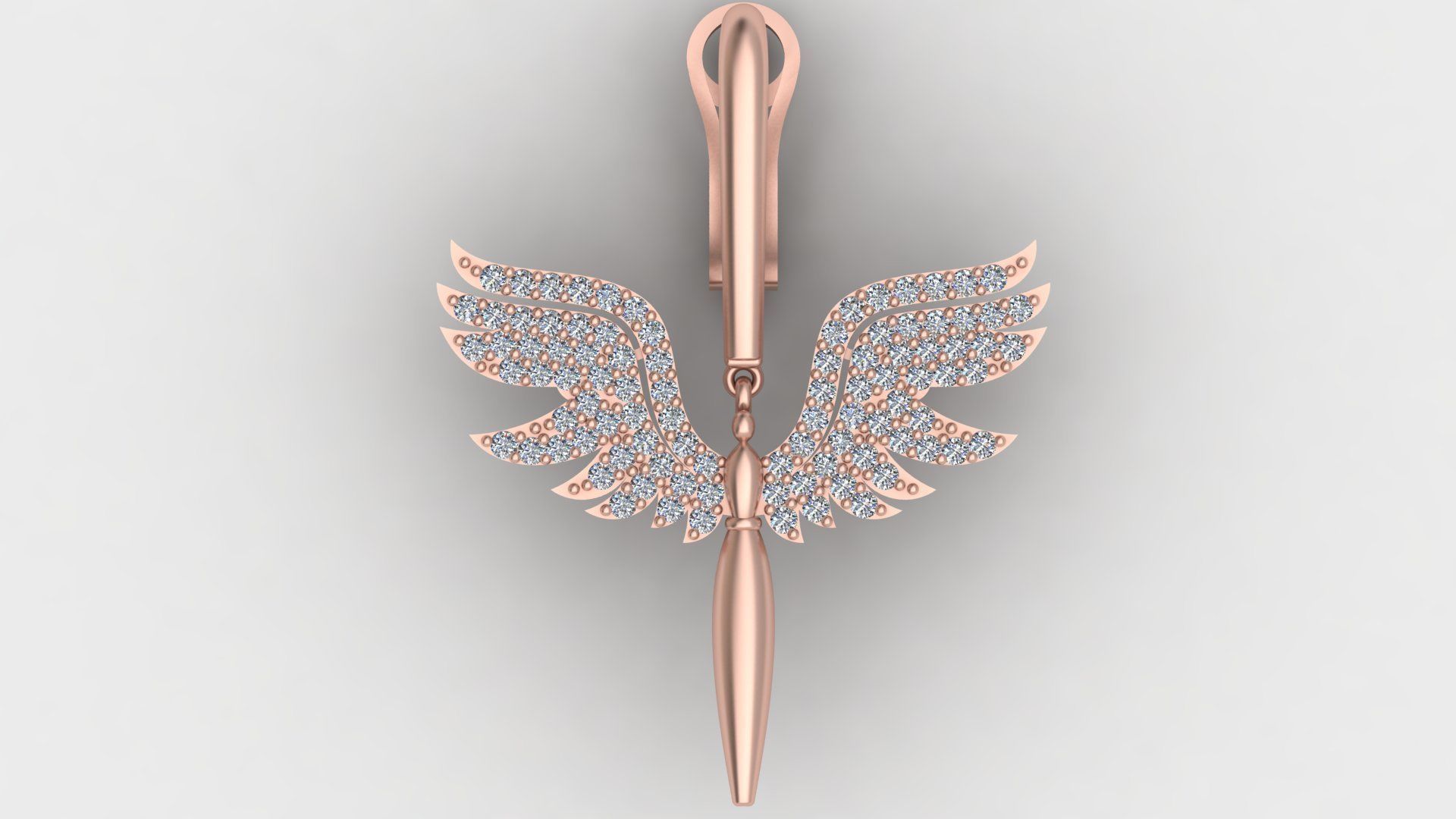 Angel Fairy Diamond Gold Earring 3D print model_12