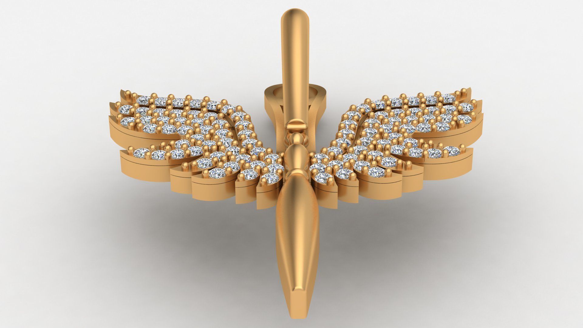 Angel Fairy Diamond Gold Earring 3D print model_2