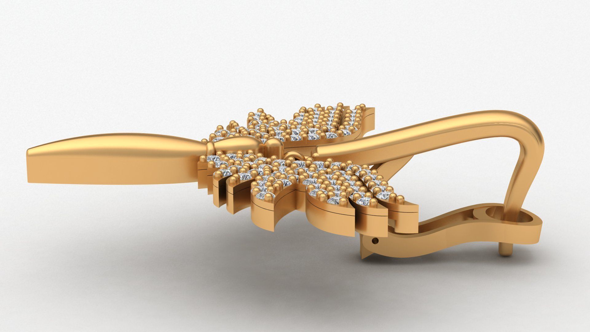 Angel Fairy Diamond Gold Earring 3D print model_4