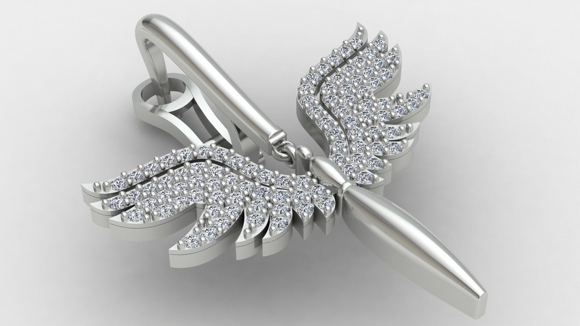 Angel Fairy Diamond Gold Earring 3D print model_10