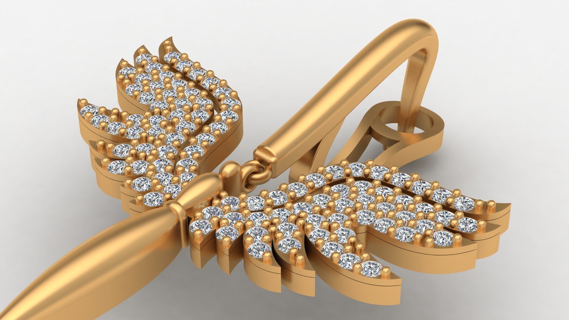 Angel Fairy Diamond Gold Earring 3D print model_7