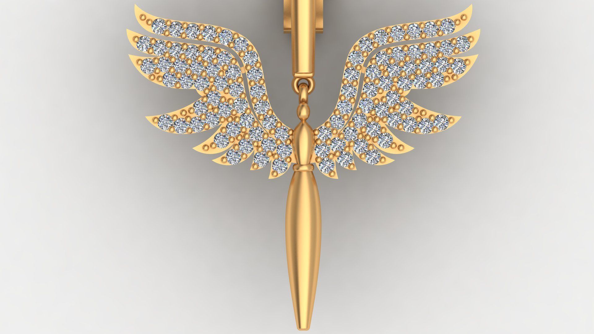 Angel Fairy Diamond Gold Earring 3D print model_1