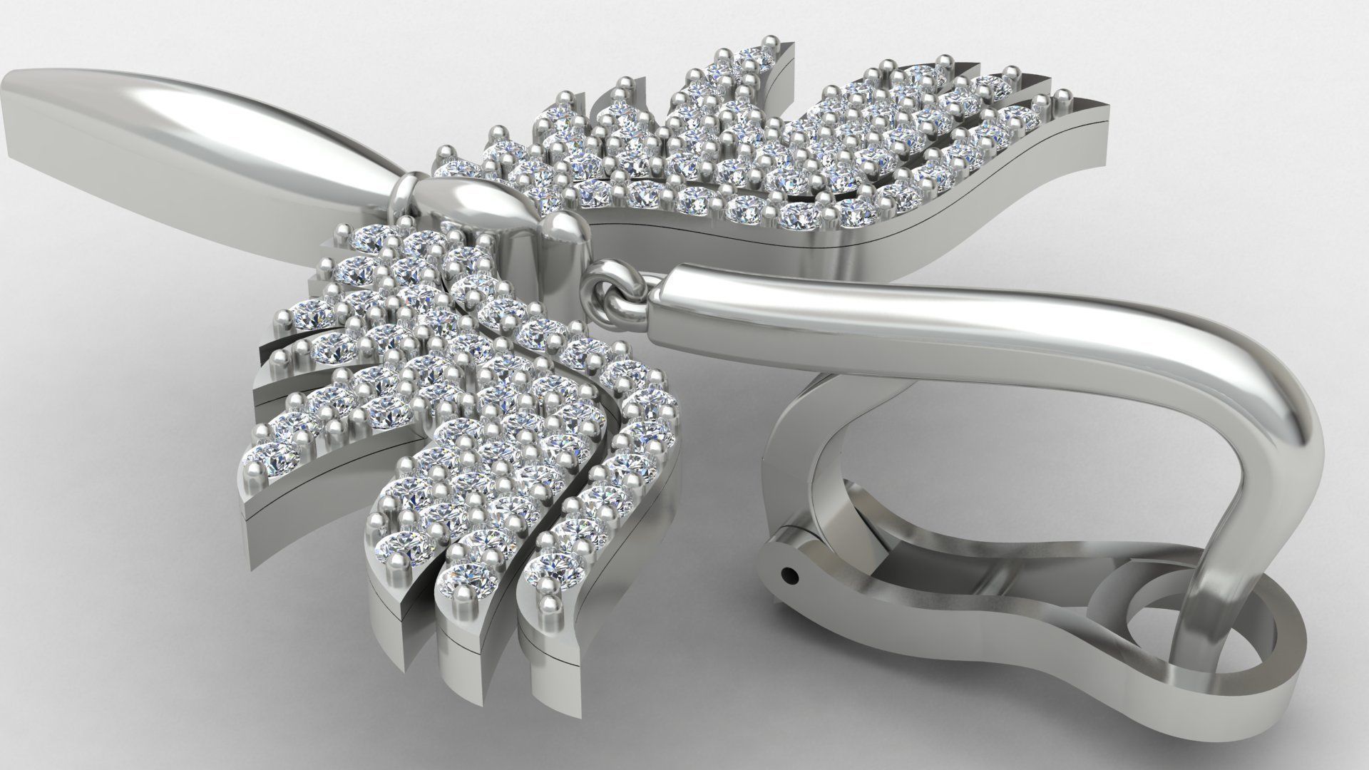 Angel Fairy Diamond Gold Earring 3D print model_11