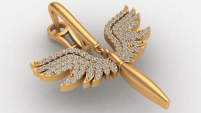 Angel Fairy Diamond Gold Earring 3D print model