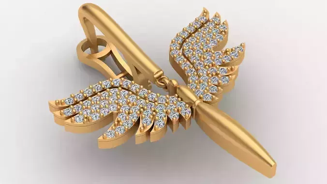 Angel Fairy Diamond Gold Earring 3D print model
