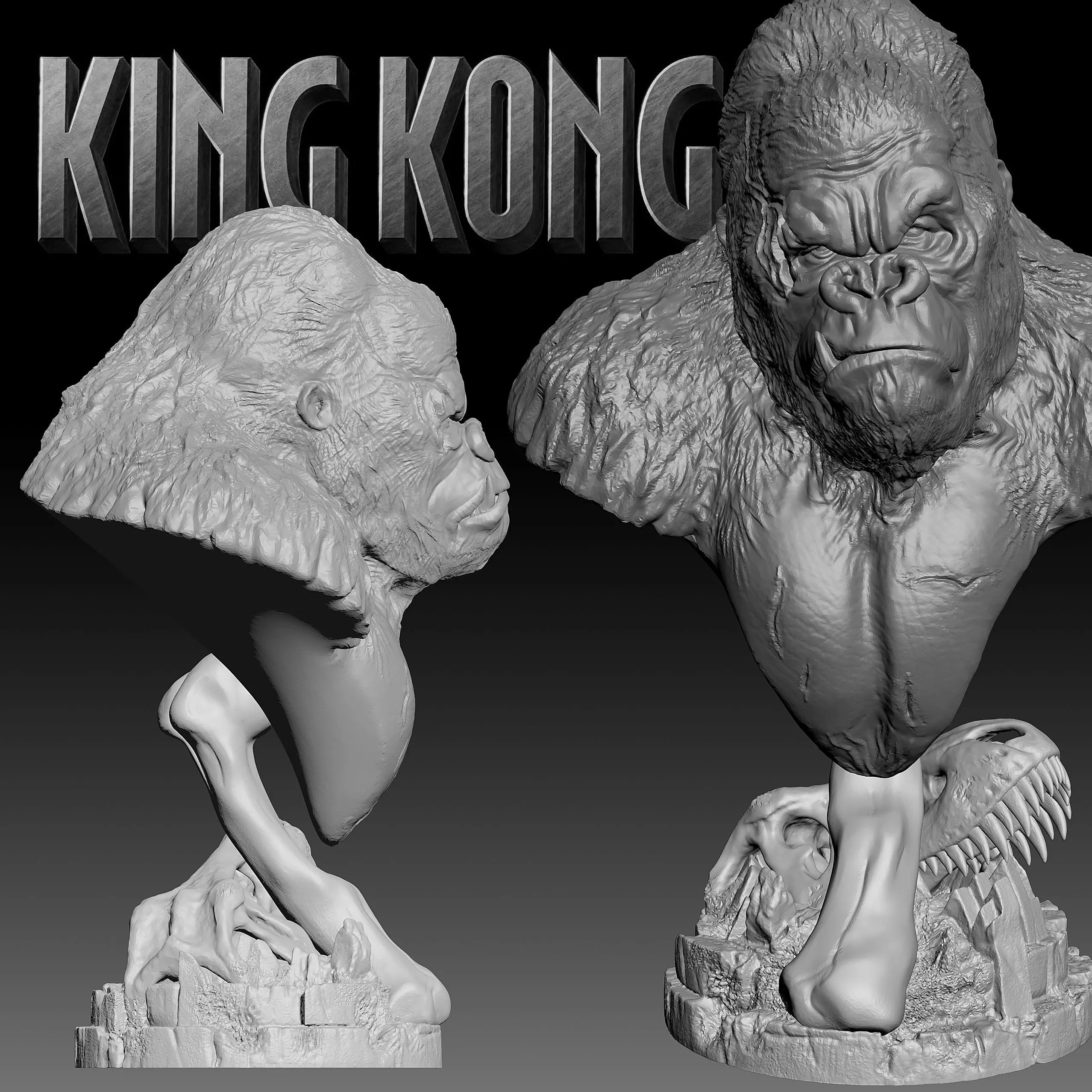 King Kong 3D Print Bust 3D print model_0