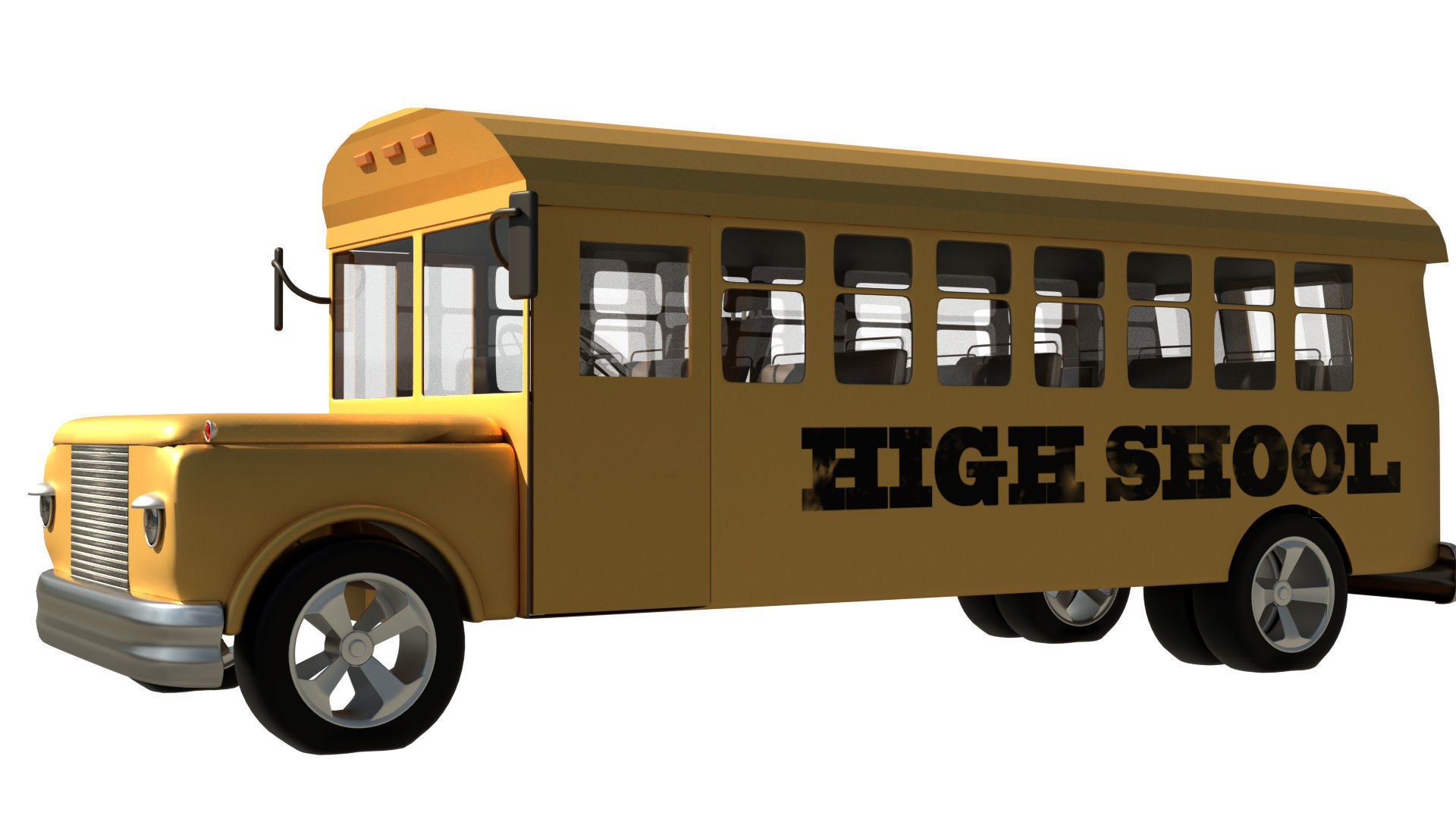 SCHOOL BUS Low-poly 3D model_5