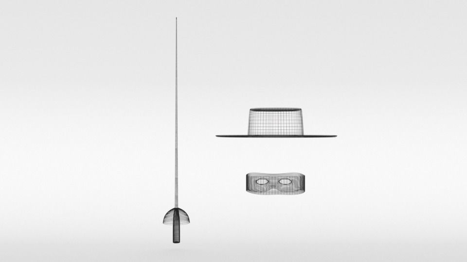 Cartoon Zorro Hat Mask and Sword 3D model_17