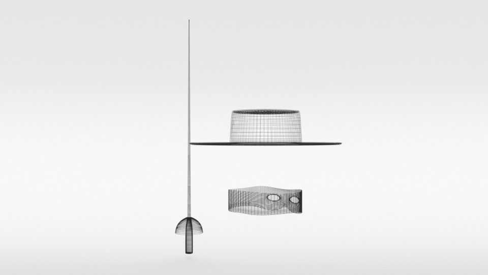 Cartoon Zorro Hat Mask and Sword 3D model_18