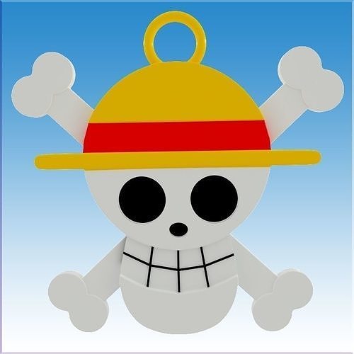 Strawhat Jolly Roger Ear Ring and Pendant 3D print model