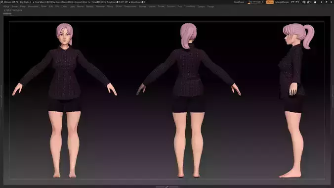 ZBrush Stylized Character Female Base Mesh No18 Style 2