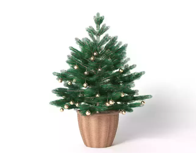 Christmas tree with toys in a basket