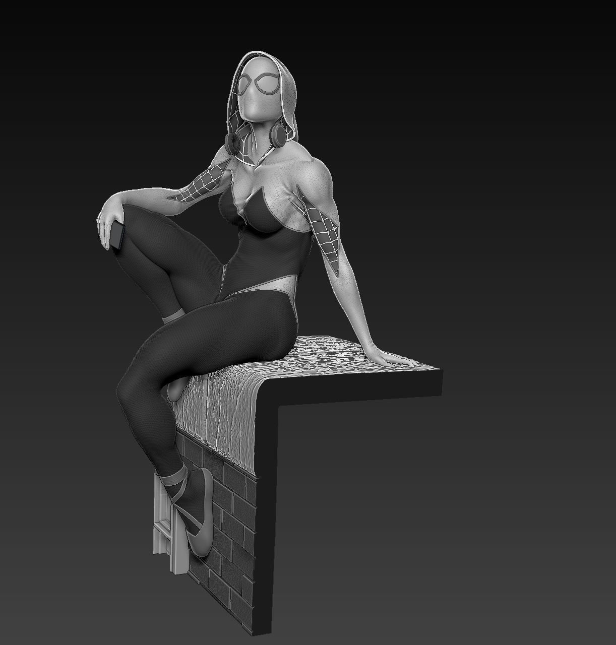 Spider-Gwen statue 3D print model_1