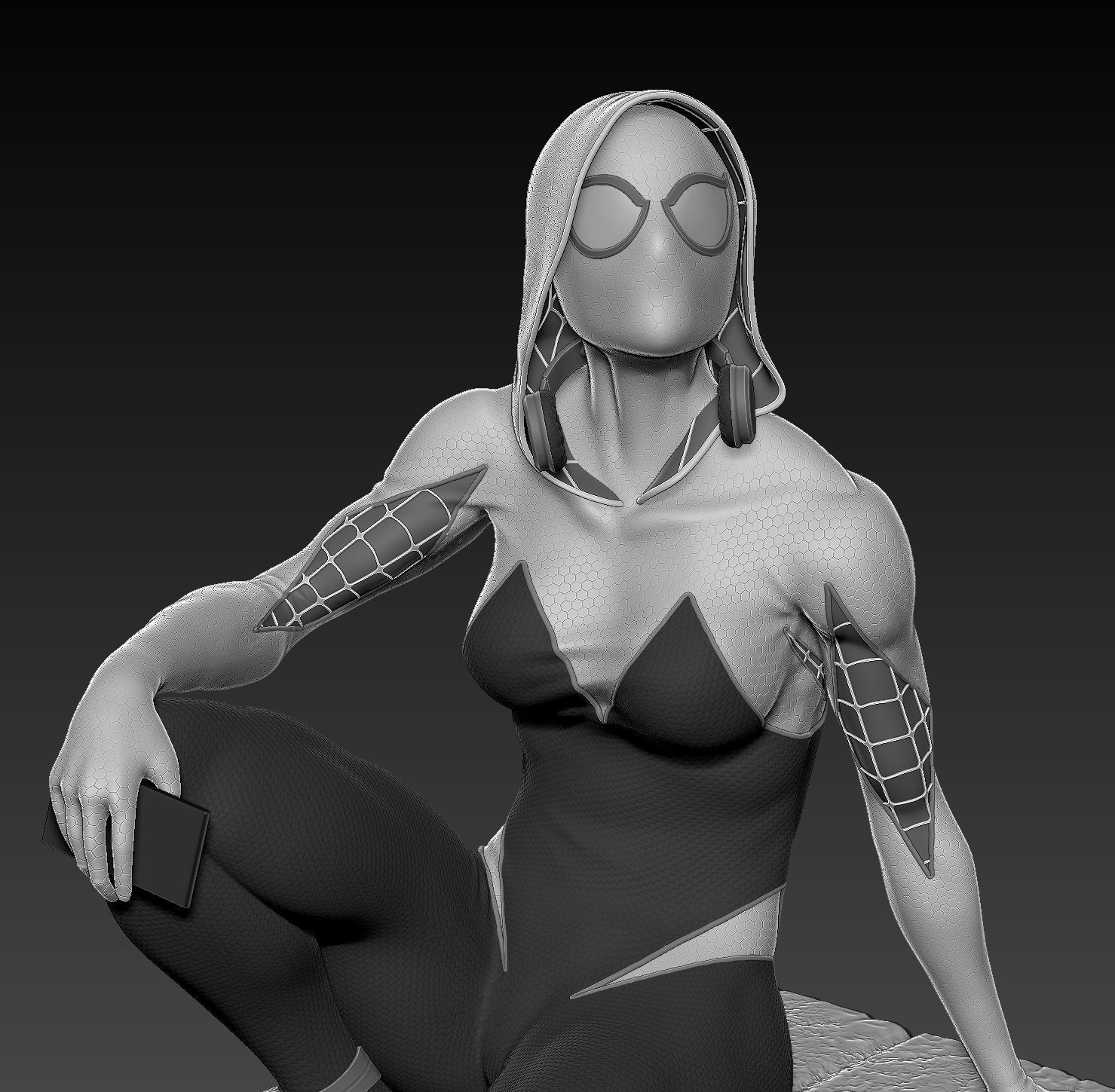 Spider-Gwen statue 3D print model_3