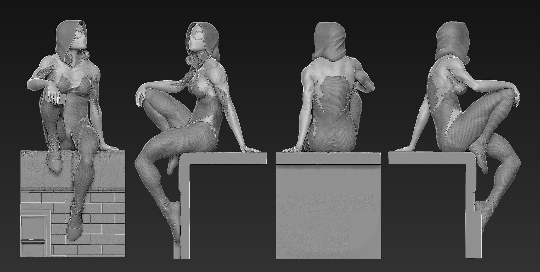 Spider-Gwen statue 3D print model_4