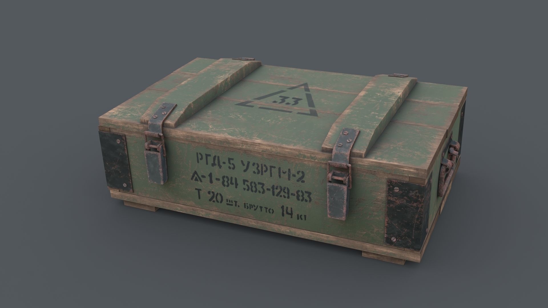 WW2 Soviet hand grenade crate - military box Low-poly 3D model_1