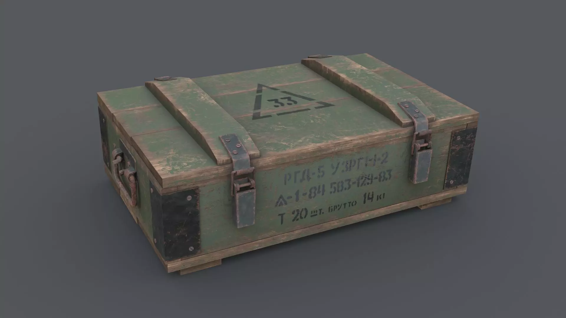 WW2 Soviet hand grenade crate - military box Low-poly 3D model_0