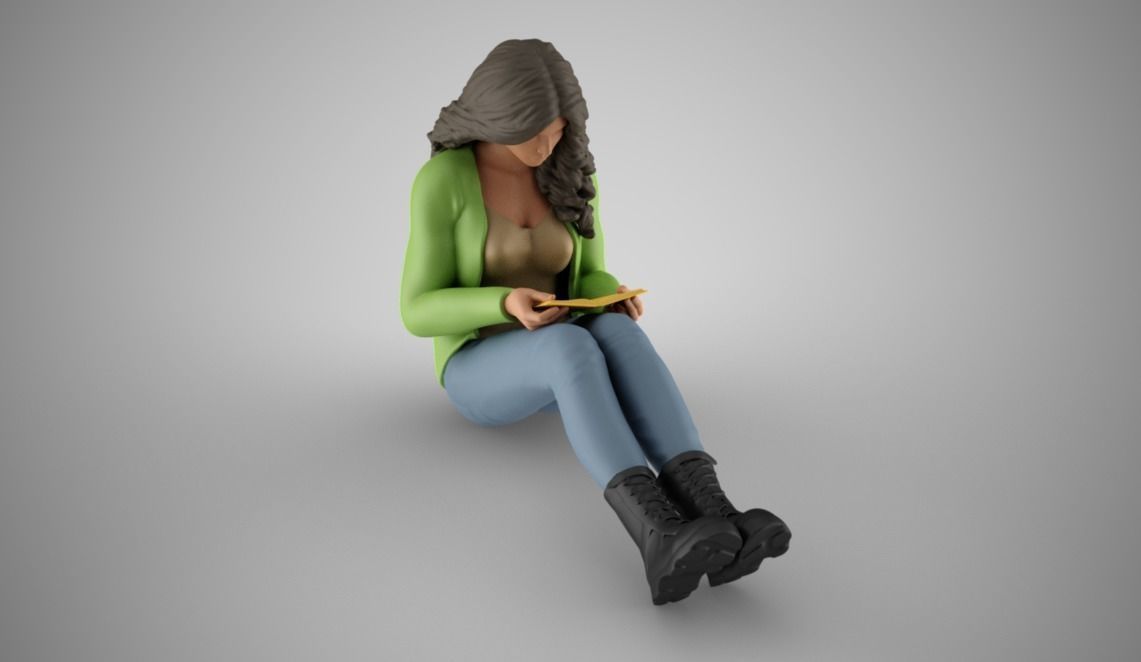 Bookworm Girl 3D print model_10