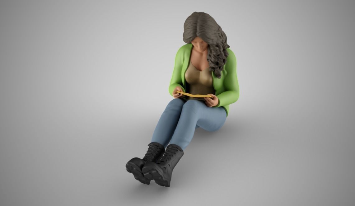 Bookworm Girl 3D print model_9