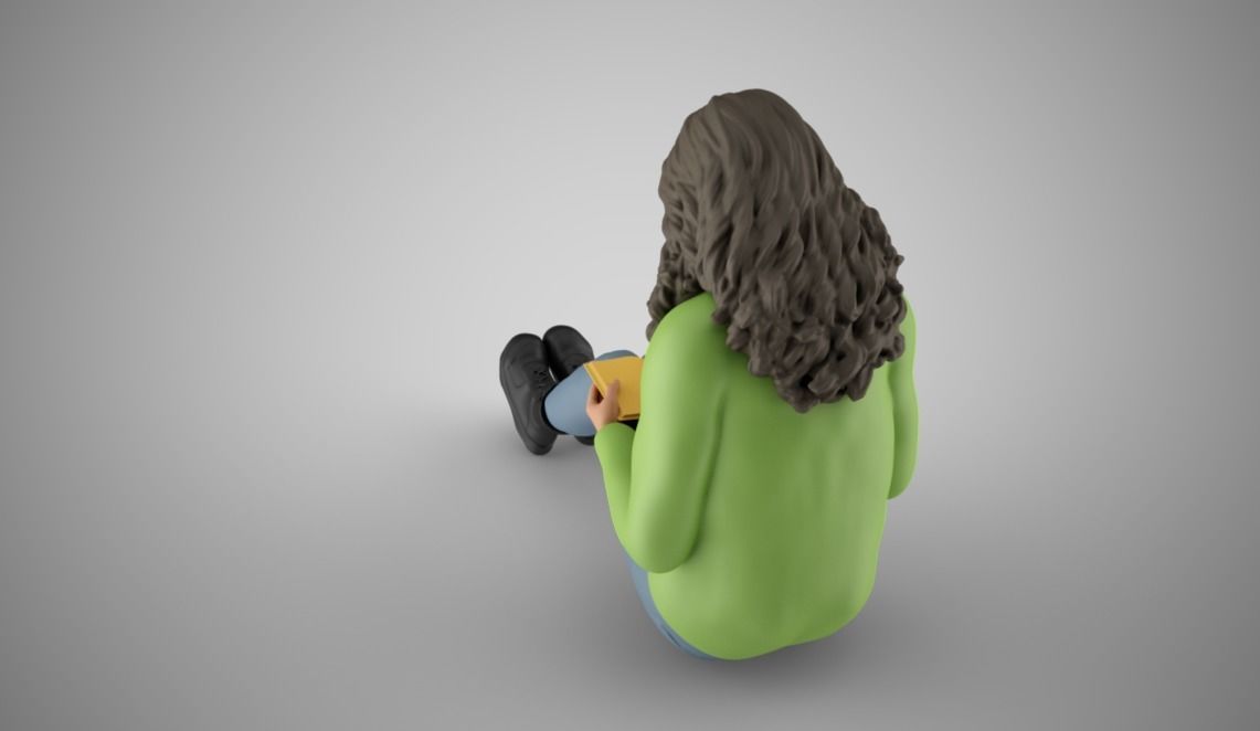 Bookworm Girl 3D print model_6