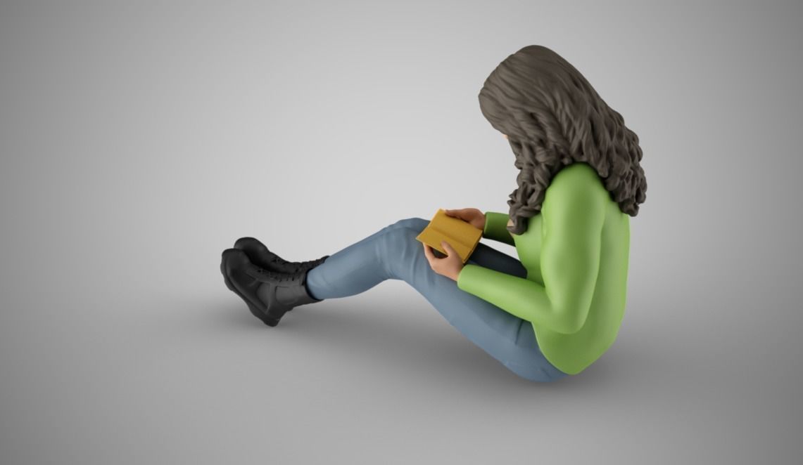 Bookworm Girl 3D print model_7