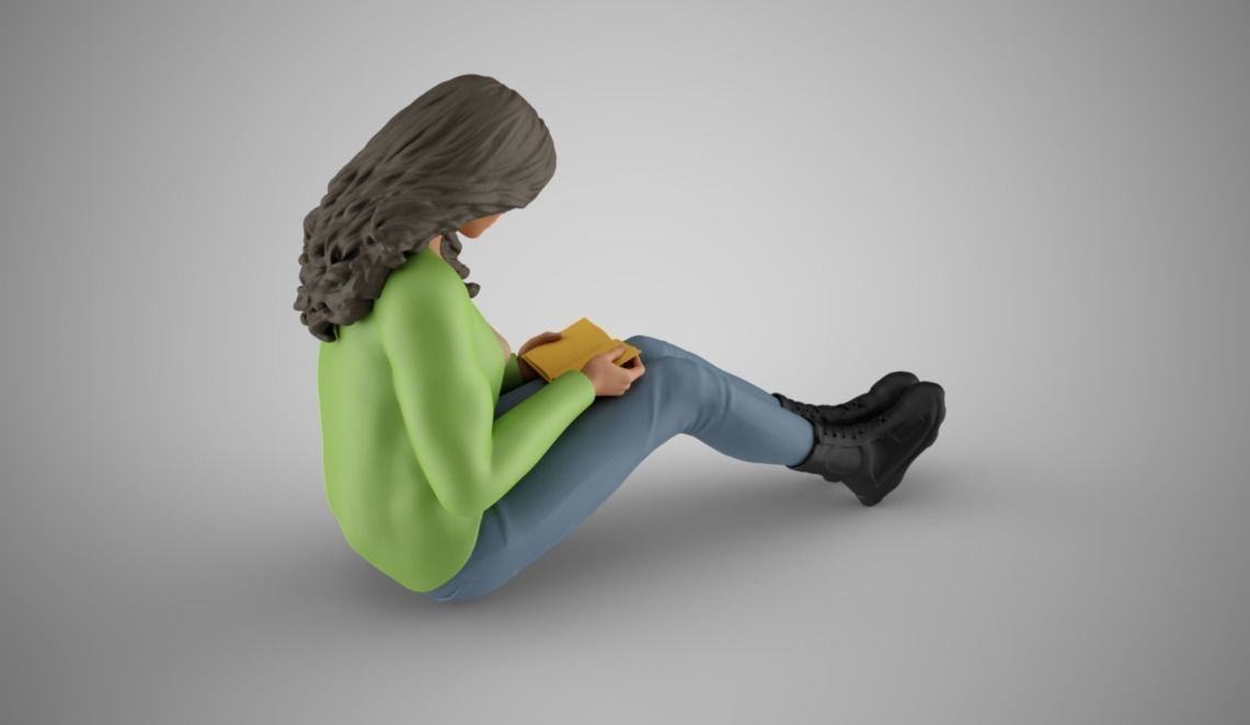 Bookworm Girl 3D print model_4
