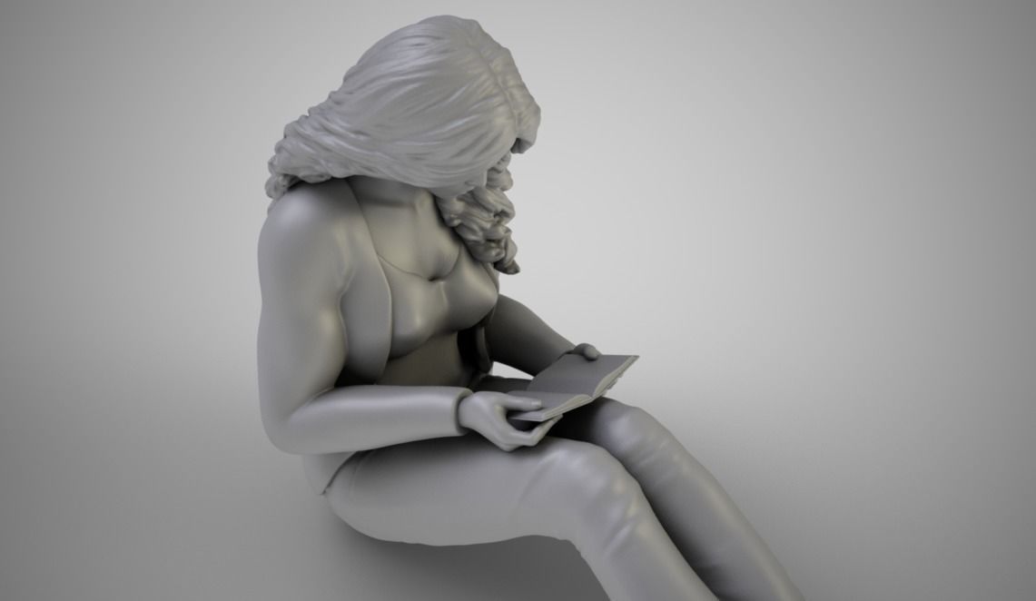 Bookworm Girl 3D print model_3