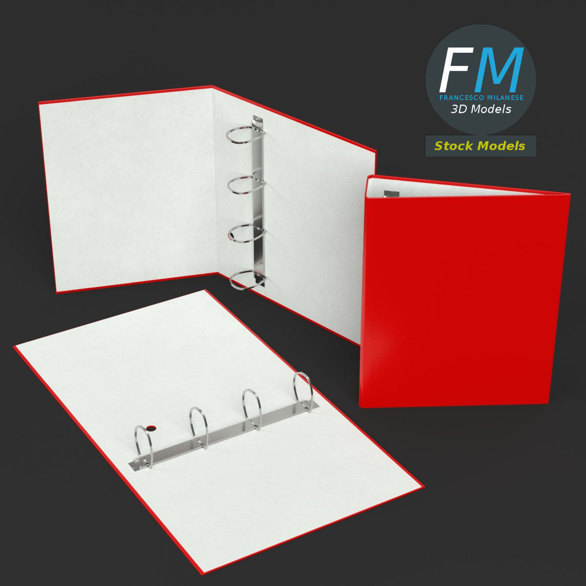Big ring binders 3D model_2